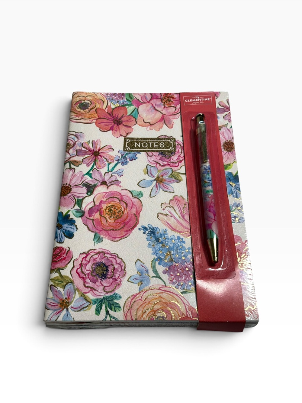 Clementine Floral Notes three Journal set with Pen - Pink Floral